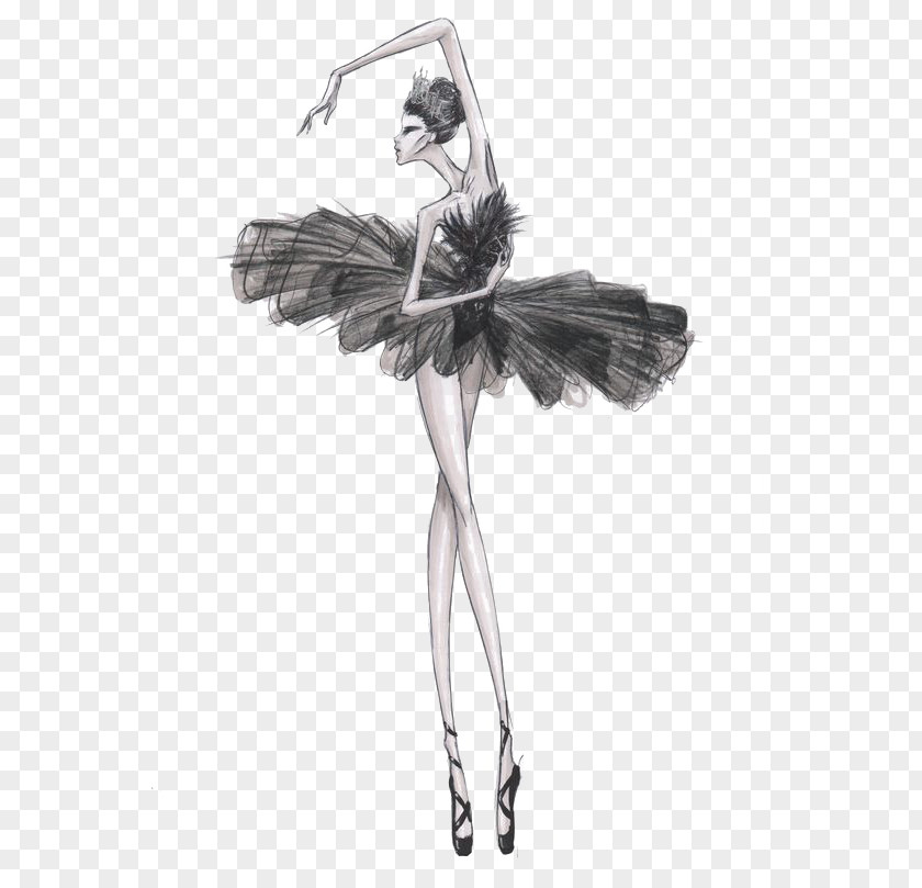 Swan Dance Fashion Sketchbook Illustration Drawing PNG