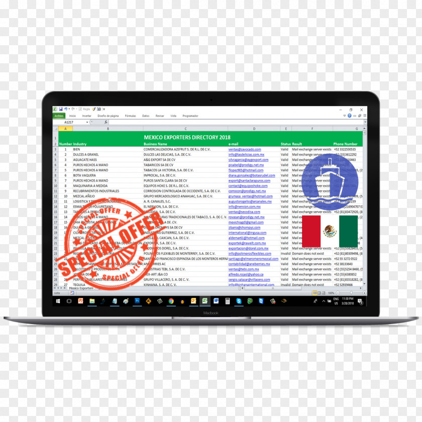 Mexico 2018 Database Email Directory View PNG