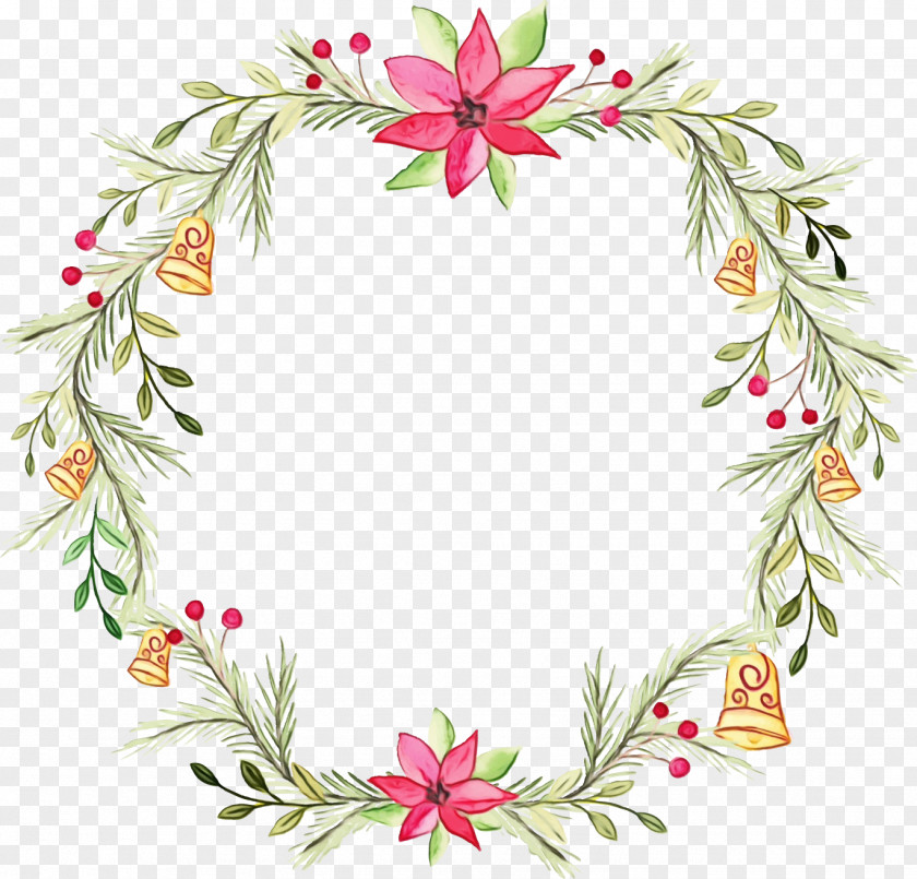 Pine Family Watercolor Christmas Wreath PNG