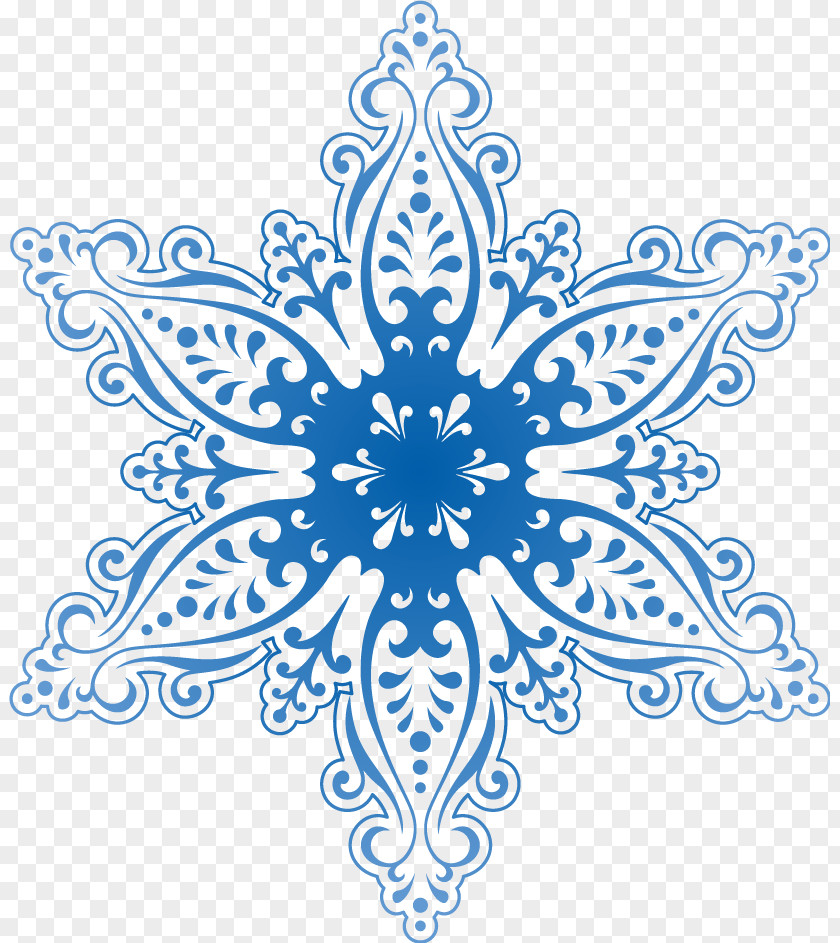 Blue Snowflake Pattern Vector Clip Art PNG