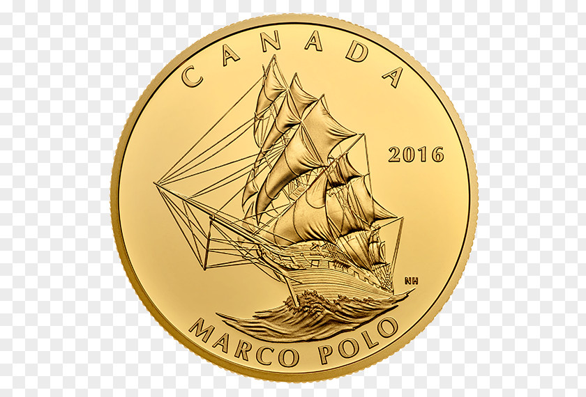 Canada Gold Coin Canadian Maple Leaf Ship PNG