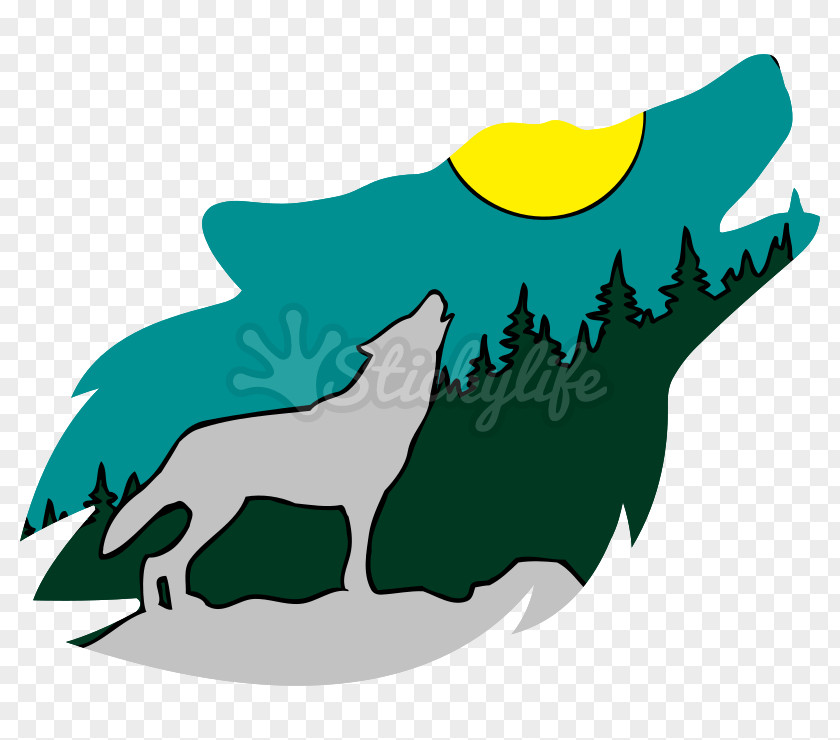 Wolf Spirit Dog Green Silhouette Clip Art PNG