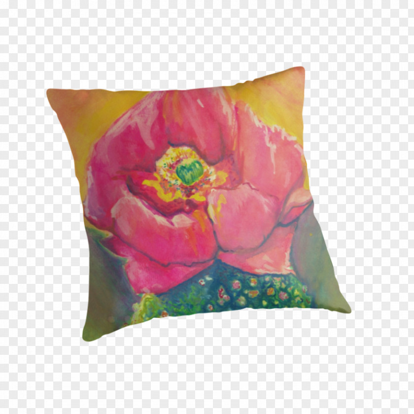 Watercolor Cactus Cushion Throw Pillows Flower Pink PNG