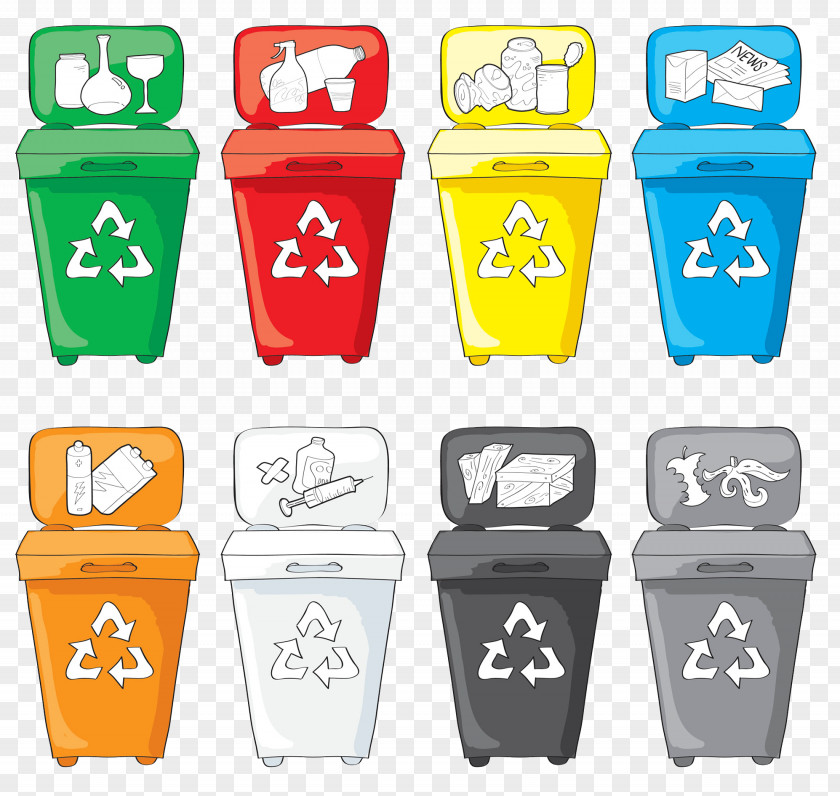 Classified Garbage Collection Bucket Paper Recycling Bin Waste Sorting PNG