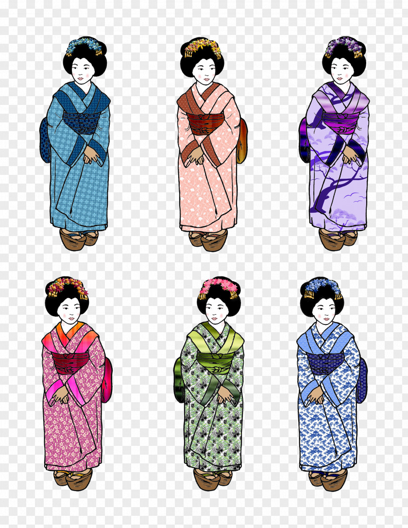 Geisha Kimono Paper Clothing Drawing PNG