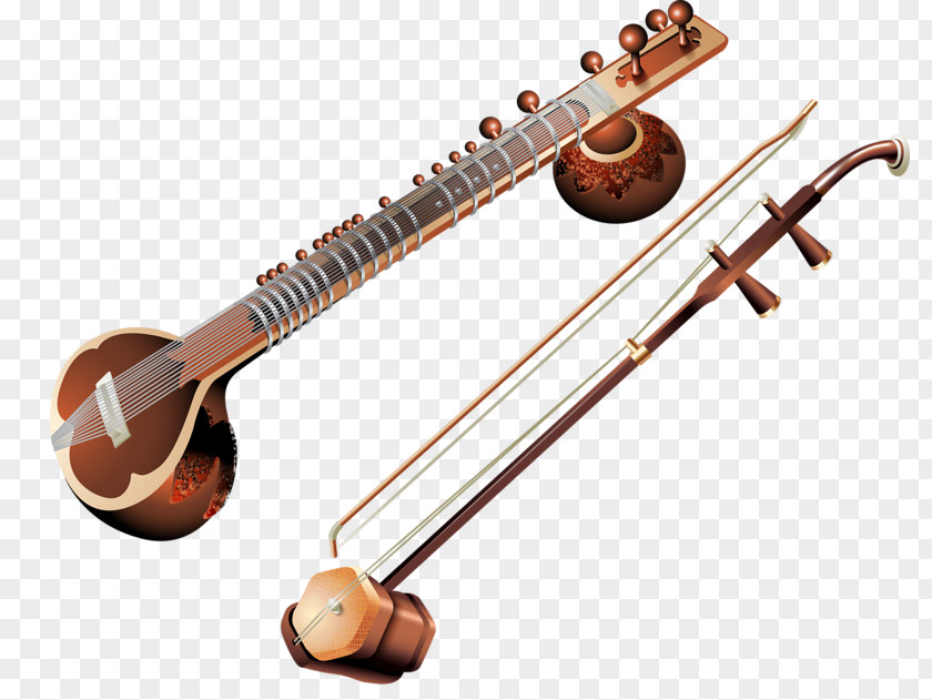 Hand-painted Decorative Musical Instruments String Instrument Erhu Lute PNG