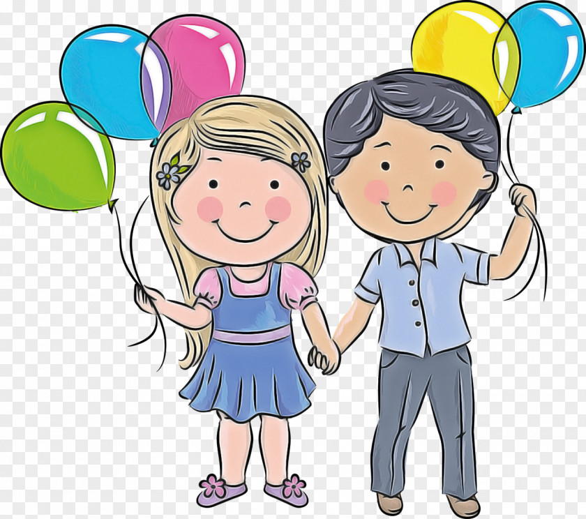 Cartoon Balloon Friendship Cheek Sharing PNG