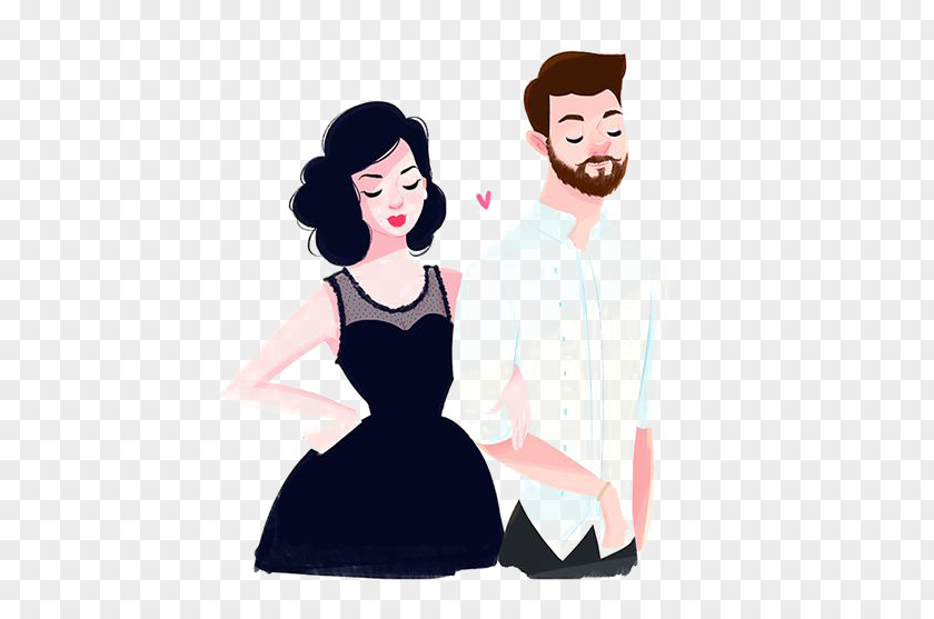 Hand-painted Couple Love Illustration PNG