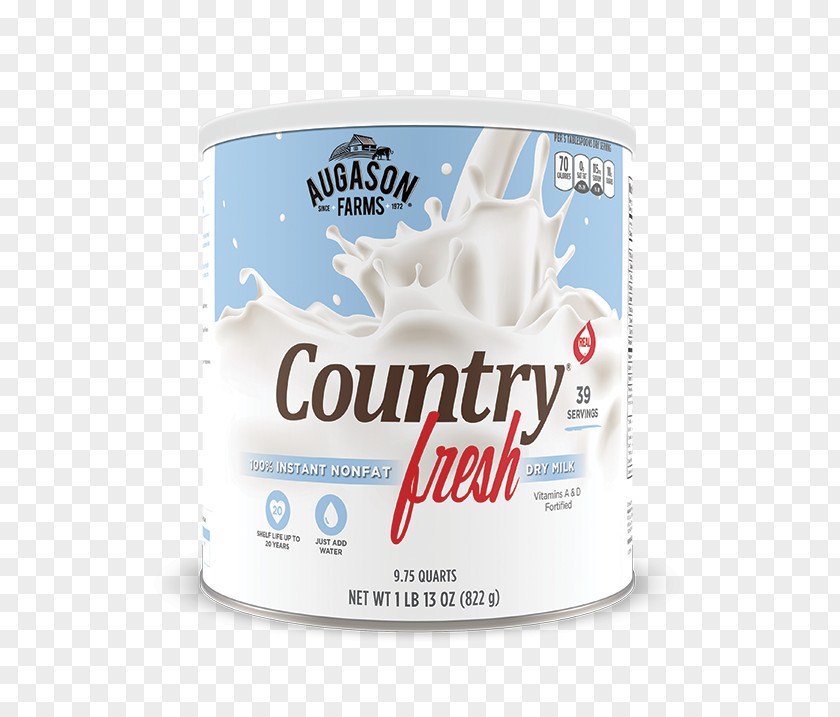 Milk Augason Farms Country Fresh 100% Real Instant Powdered Food Skimmed PNG