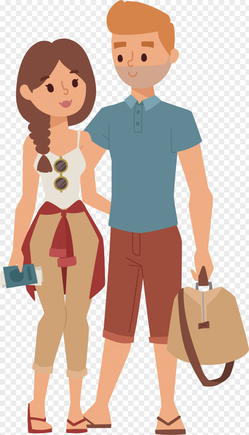 Vector Couple Travel Vacation Royalty-free Baggage PNG