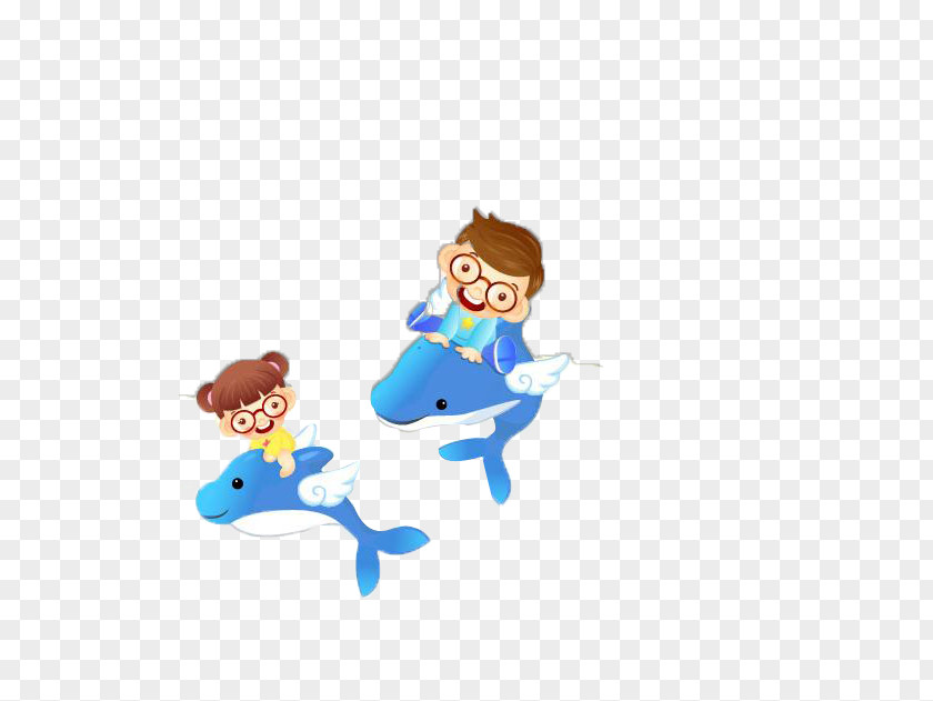 Riding Children Living Illustration Of The Wings Flying Dolphin Fantasy Child PNG
