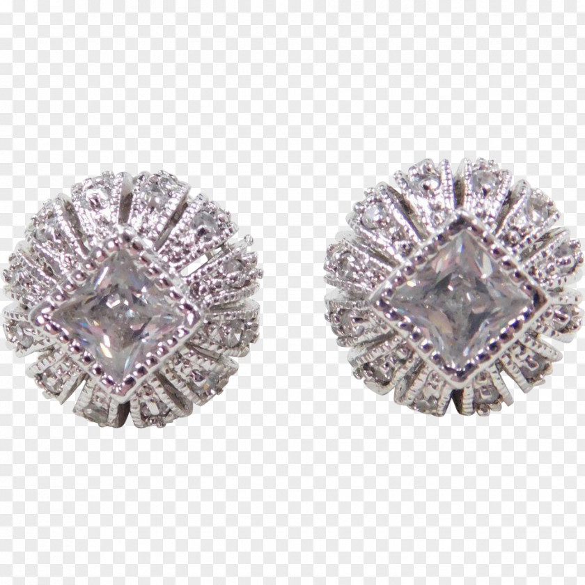 Silver Earring Sterling Diamond PNG
