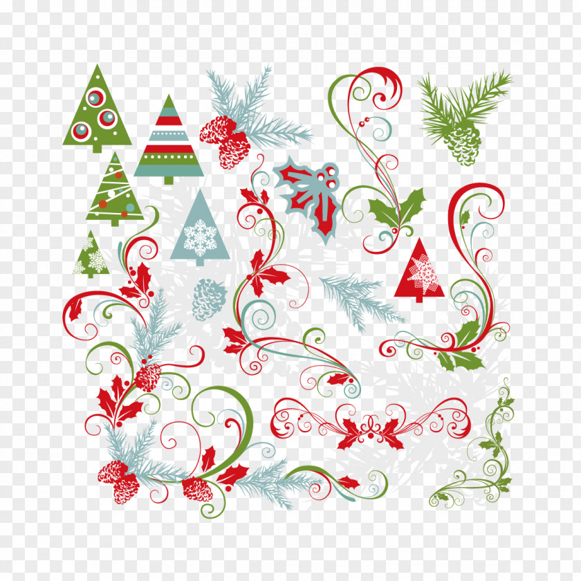 Vector Christmas Trees And Decorative Patterns Royalty-free PNG