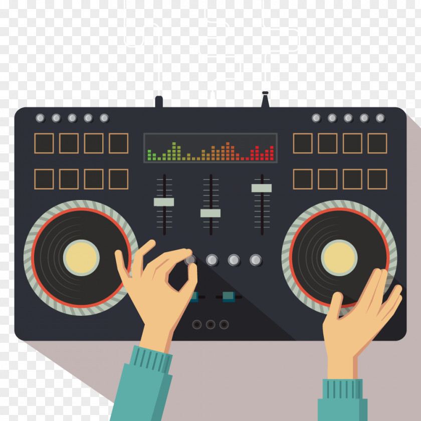 Vector DJ Playing Disc Jockey Mixer Controller PNG