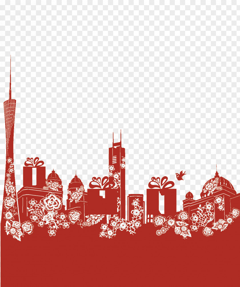 City Carved Silhouette Papercutting Architecture PNG