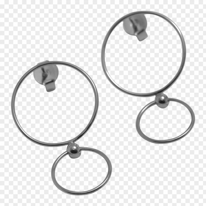 Jewellery Earring Circle Black & Silver PNG