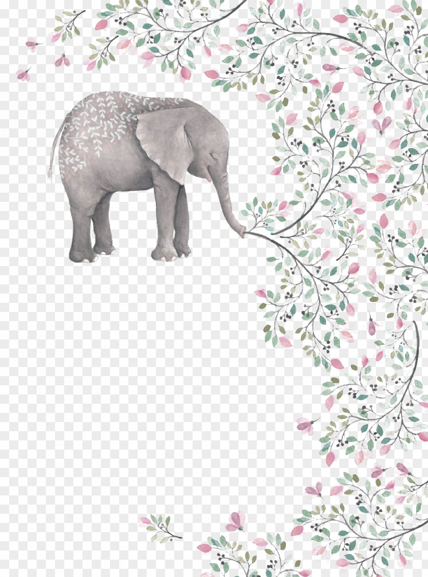 Creative Elephant Garland Border Vector Material Watercolor Painting Watercolor: Flowers Illustration PNG