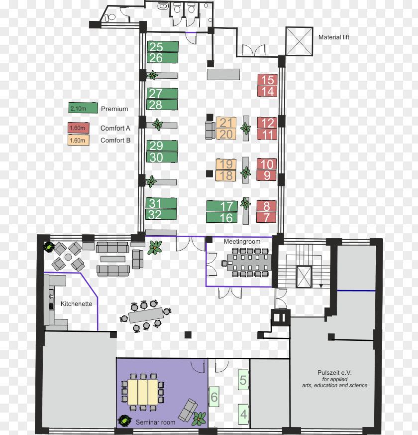 House Pulse Space Coworking Berlin [Kreuzberg] Floor Plan Residential Area PNG