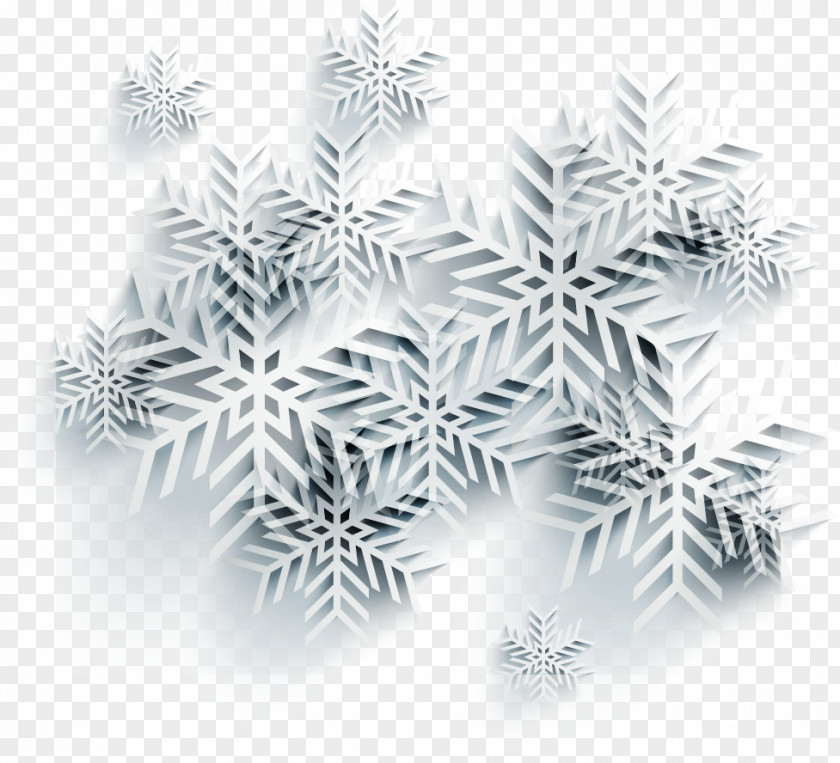 Vector Hand-painted Three-dimensional Paper-cut Snowflakes Snowflake Euclidean PNG