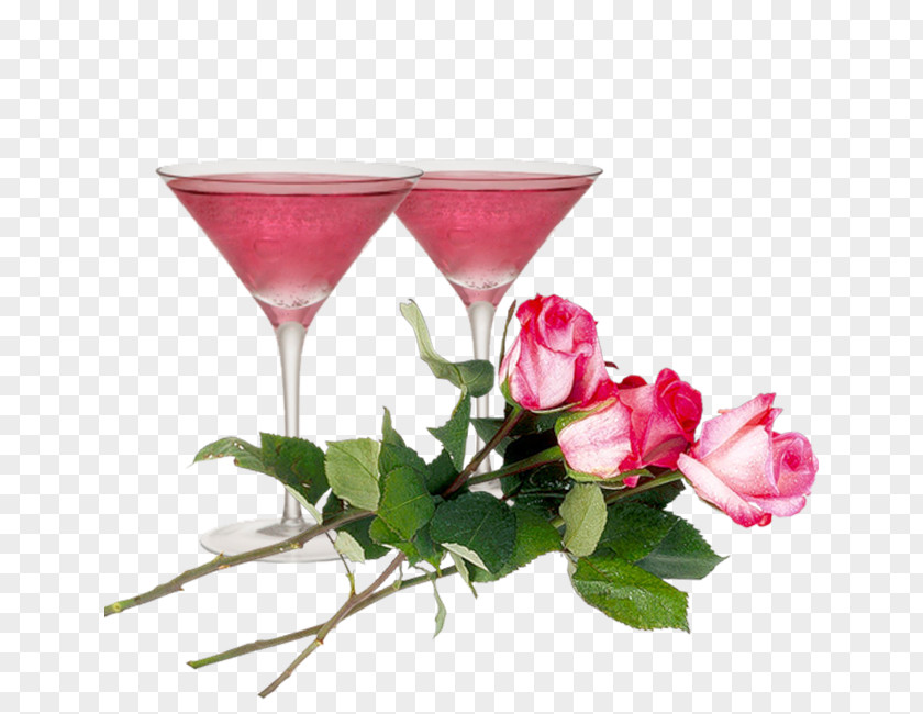 Garden Roses Cut Flowers Wine Glass Cocktail Garnish PNG