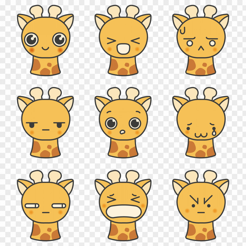 Vector Cute Giraffe And Facial Expressions Northern Face Euclidean Expression Icon PNG