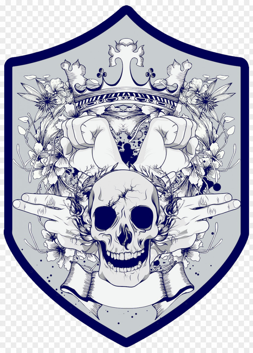 Skull Shield T-shirt Illustration PNG