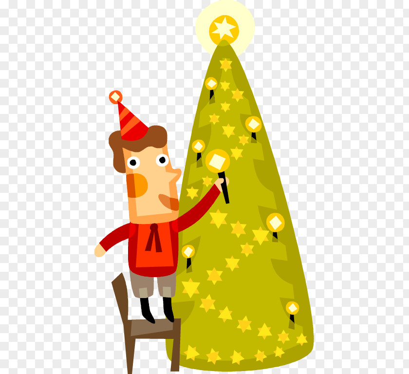 Green Christmas Tree Pattern Painted Figures Mrs. Claus Santa Animation Clip Art PNG