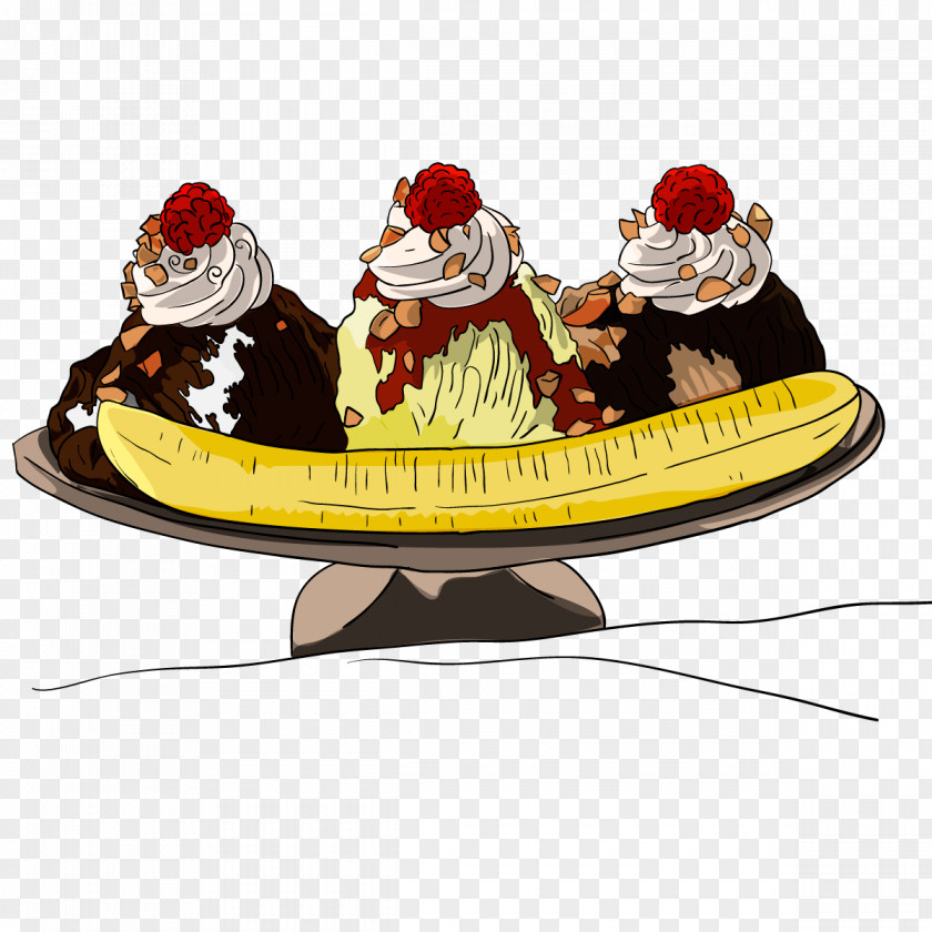 Chocolate Cake Banana Split Drawing Dessert PNG