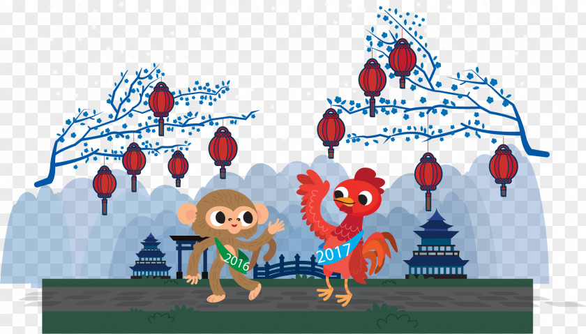 Farewell To Greet Year Of The Rooster Monkey Chinese Zodiac PNG