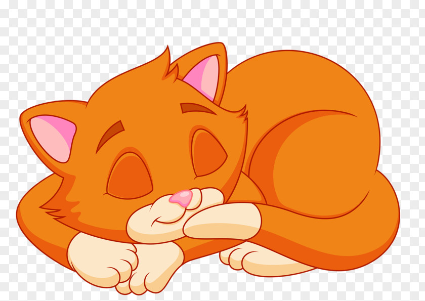 Sleeping Cat Kitten Cartoon Clip Art PNG