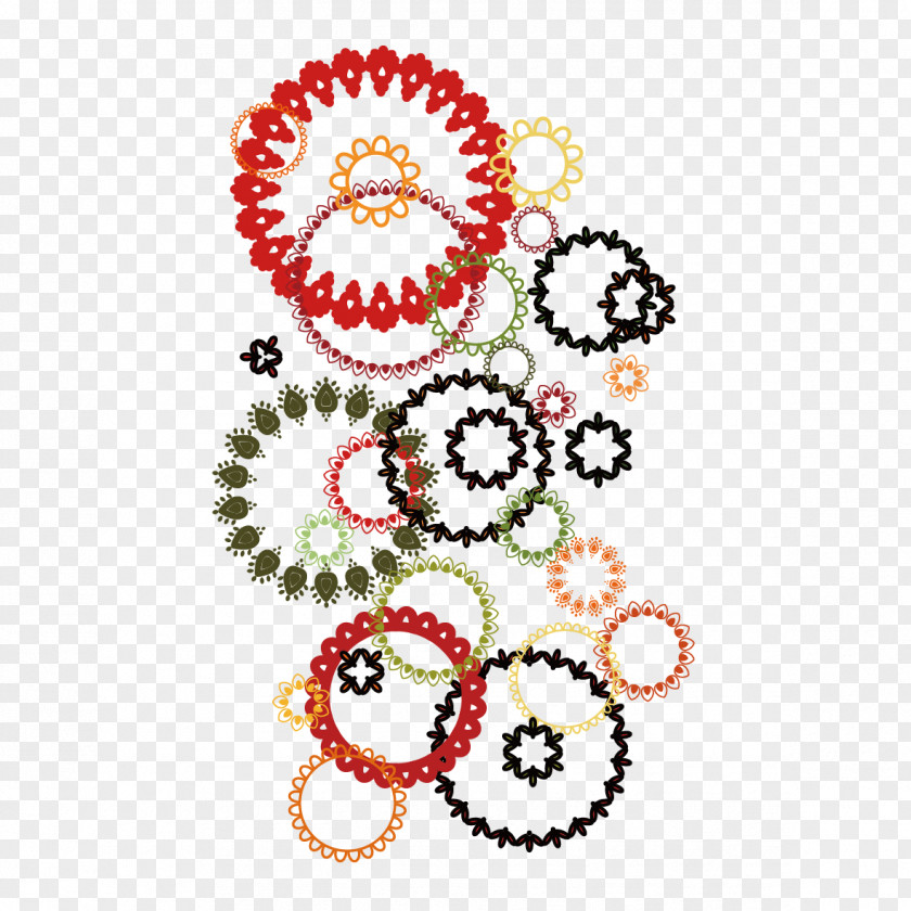 Colored Garland Floral Design Textile Pattern PNG