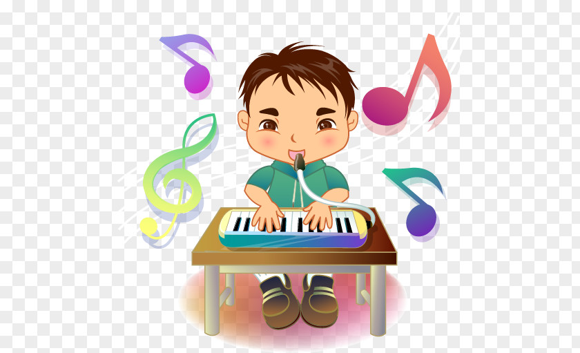 Vector Hand-painted Children's Piano Student Learning Estudante Illustration PNG