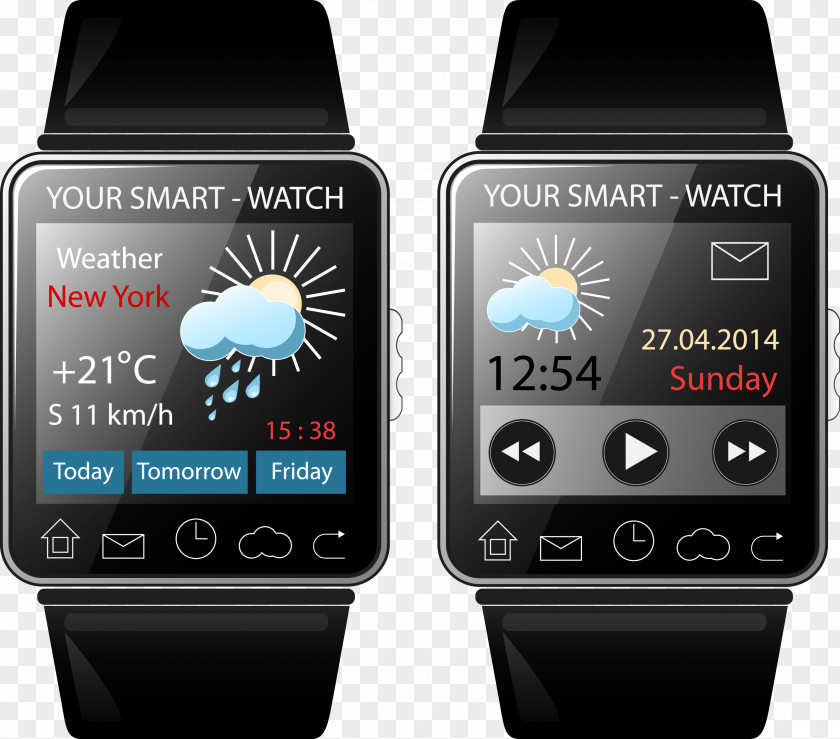 Vector Weather Smartwatch Clip Art PNG