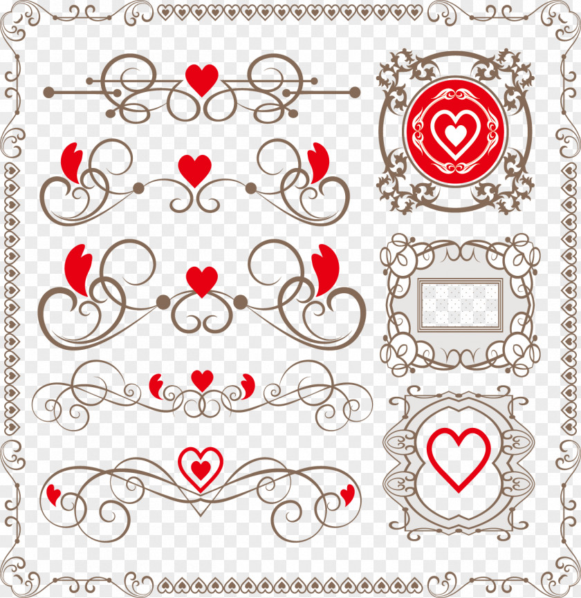 Heart-shaped Lace Border PNG