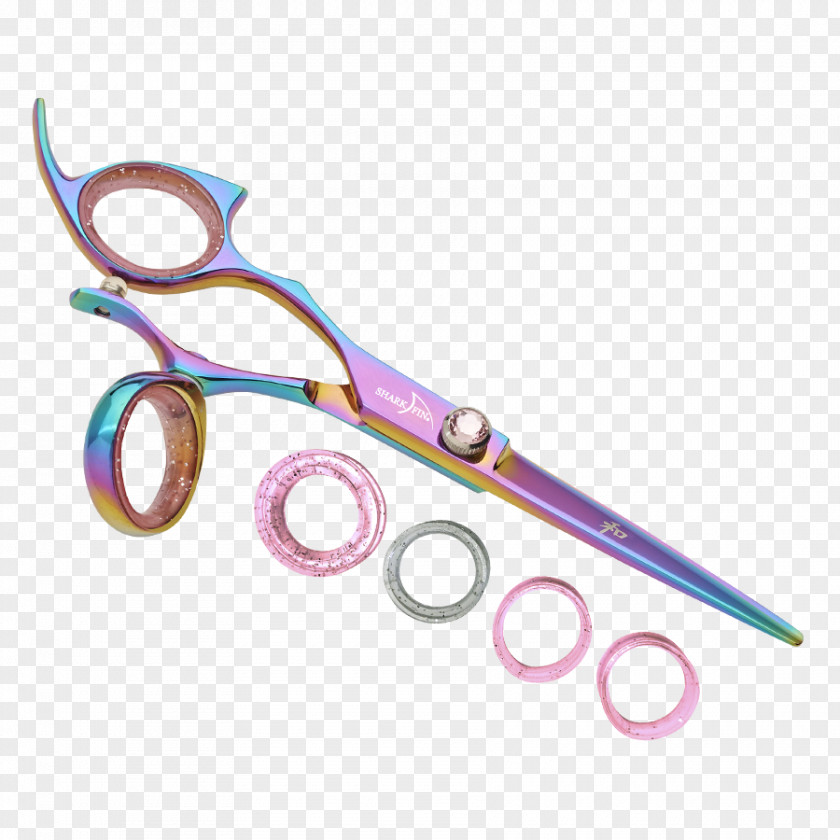 Rainbow Pink Scissors Hair-cutting Shears Shark Body Jewellery PNG
