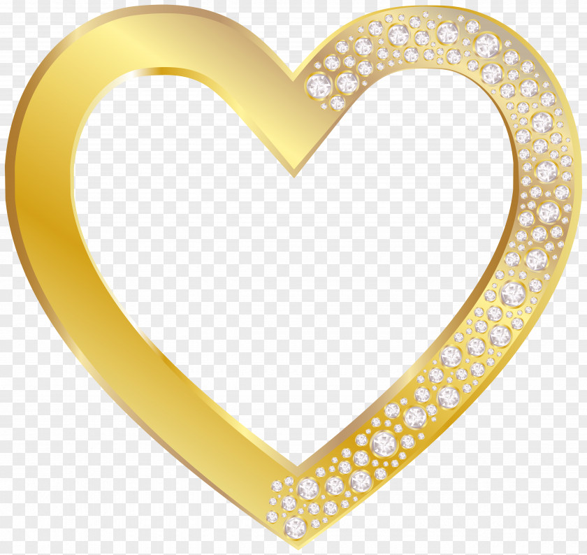 Gold Heart With Diamonds Clip Art Image PNG