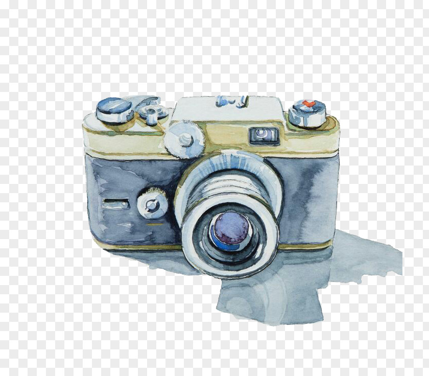 Blue Camera Photographic Film Kodak Watercolor Painting PNG