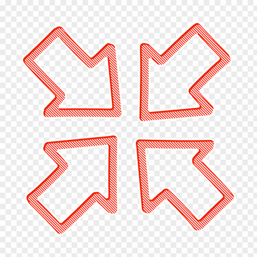 Center Icon Join Of Four Arrows Hand Drawn Outlines PNG