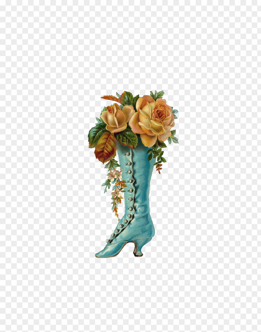 Boot Victorian Era Shoe Flower Clip Art PNG