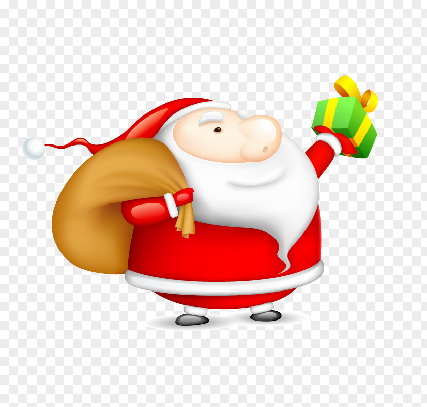 Hand-painted Santa Claus Holding A Gift Rudolph SantaCon Christmas Tree PNG