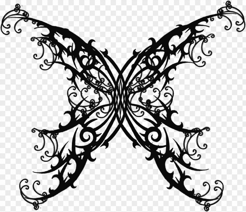 Butterfly Sleeve Tattoo Insect Black-and-gray PNG