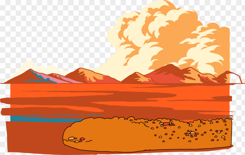 Vector Painted Desert Drawing PNG