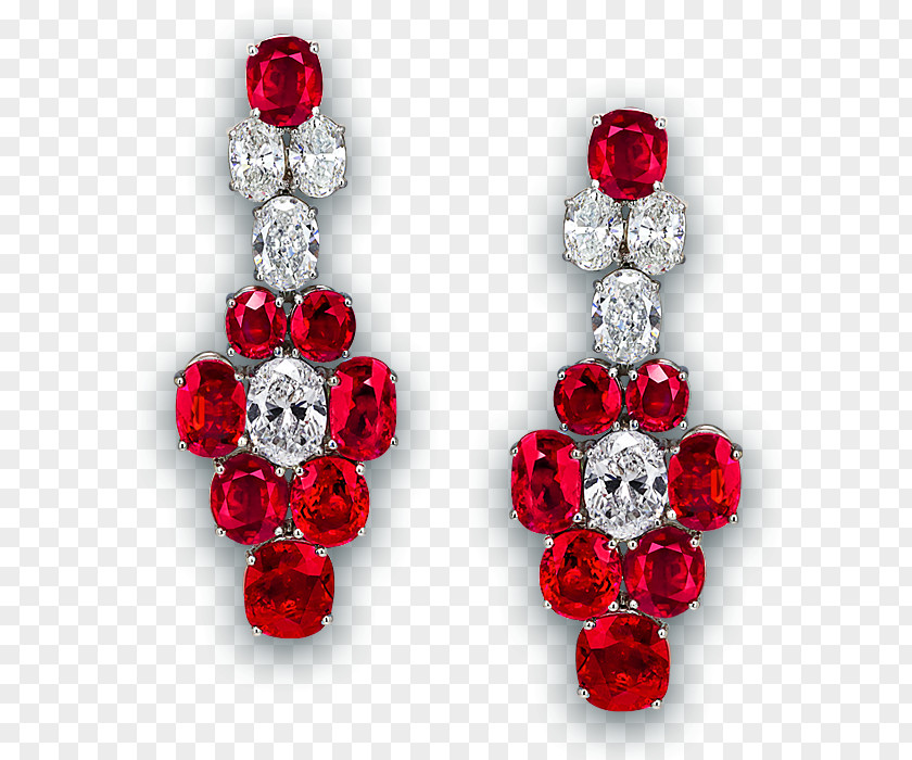 Red Jewelry Ruby Earring Jewellery Diamond PNG