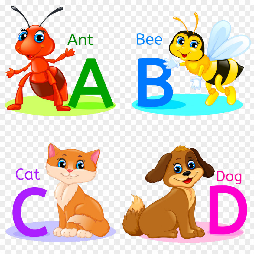 Cartoon Animal Vector Alphabet Illustration PNG