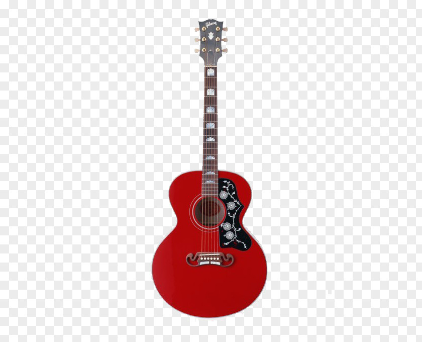 Dark Red Guitar Gibson J-200 Hummingbird J-45 PNG