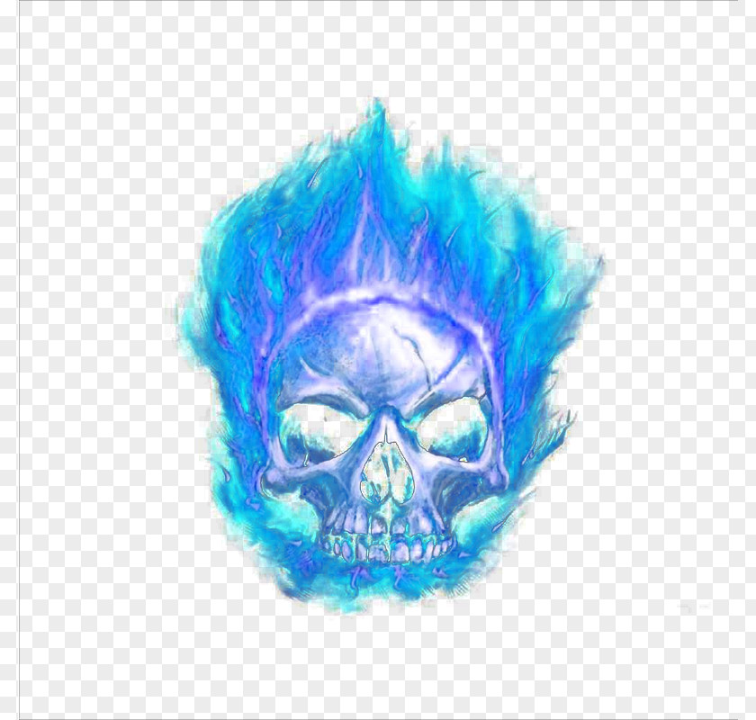 Blue Flame Skull PNG