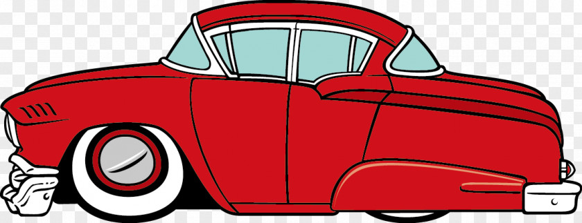 The Red Car 1950s Classic Clip Art PNG