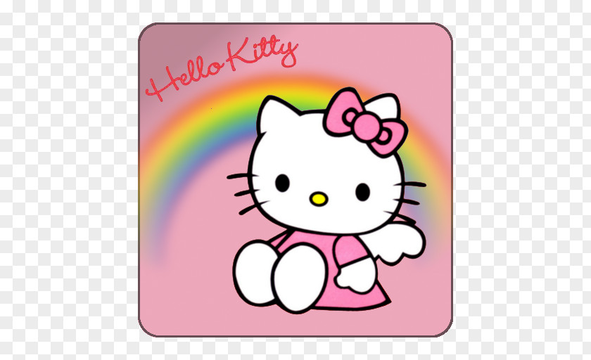 Hello Kitty Garden Drawing Character Wallpaper PNG