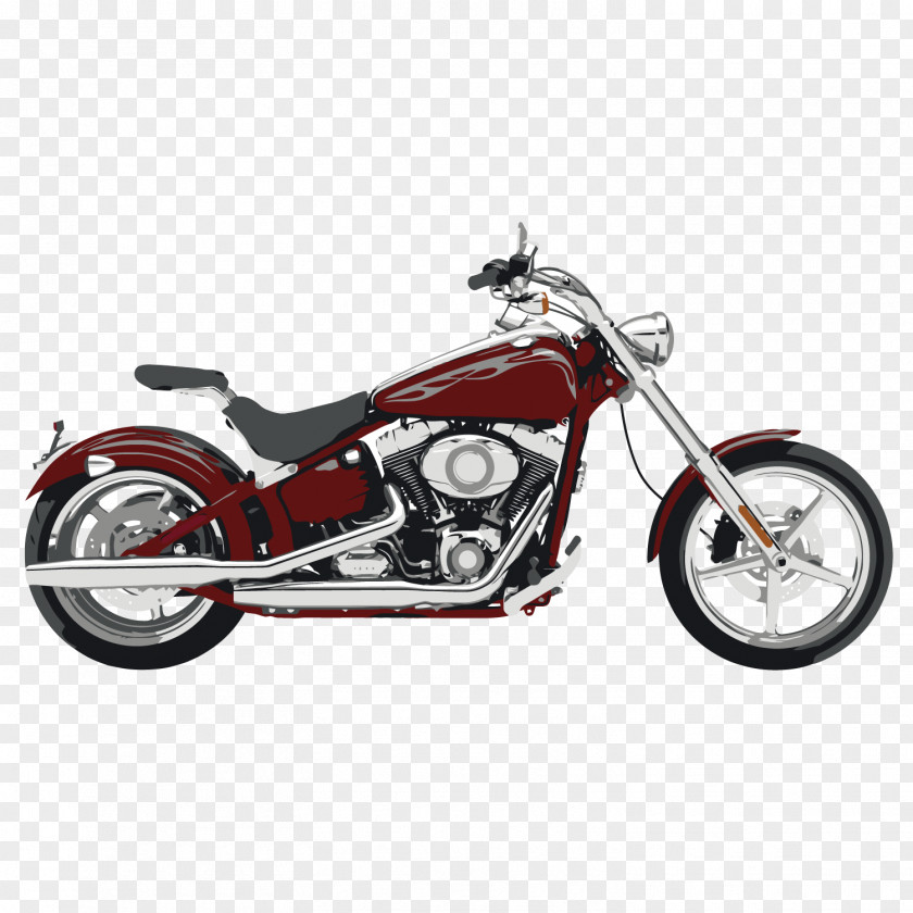 Vector Red Motorcycle Racing Car Harley-Davidson Softail Rocker Cruiser PNG