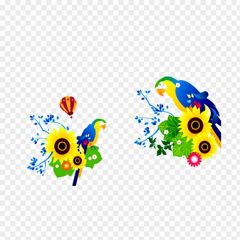 Vivid Illustration Parrot Bird Graphic Design PNG